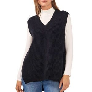 Vince Camuto Women’s Black Sweater Vest XL knit oversized chic